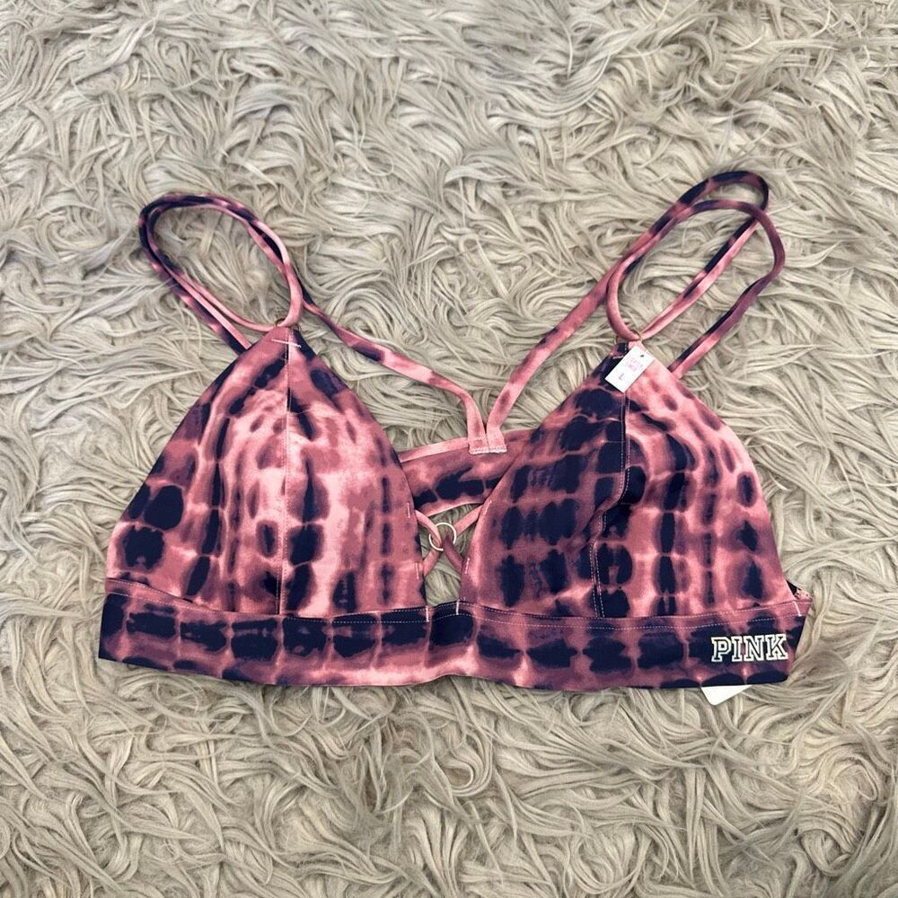 NWT Victoria’s Secret Pink Bonded Strappy Bralette Bra Tie Dye Size Large